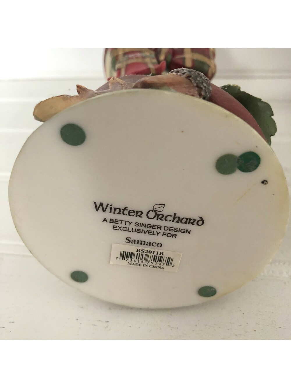 2 Winter Orchard Candle Holders Christmas Fruit Ribbon Holly Betty Singer Design - Picture 12 of 12